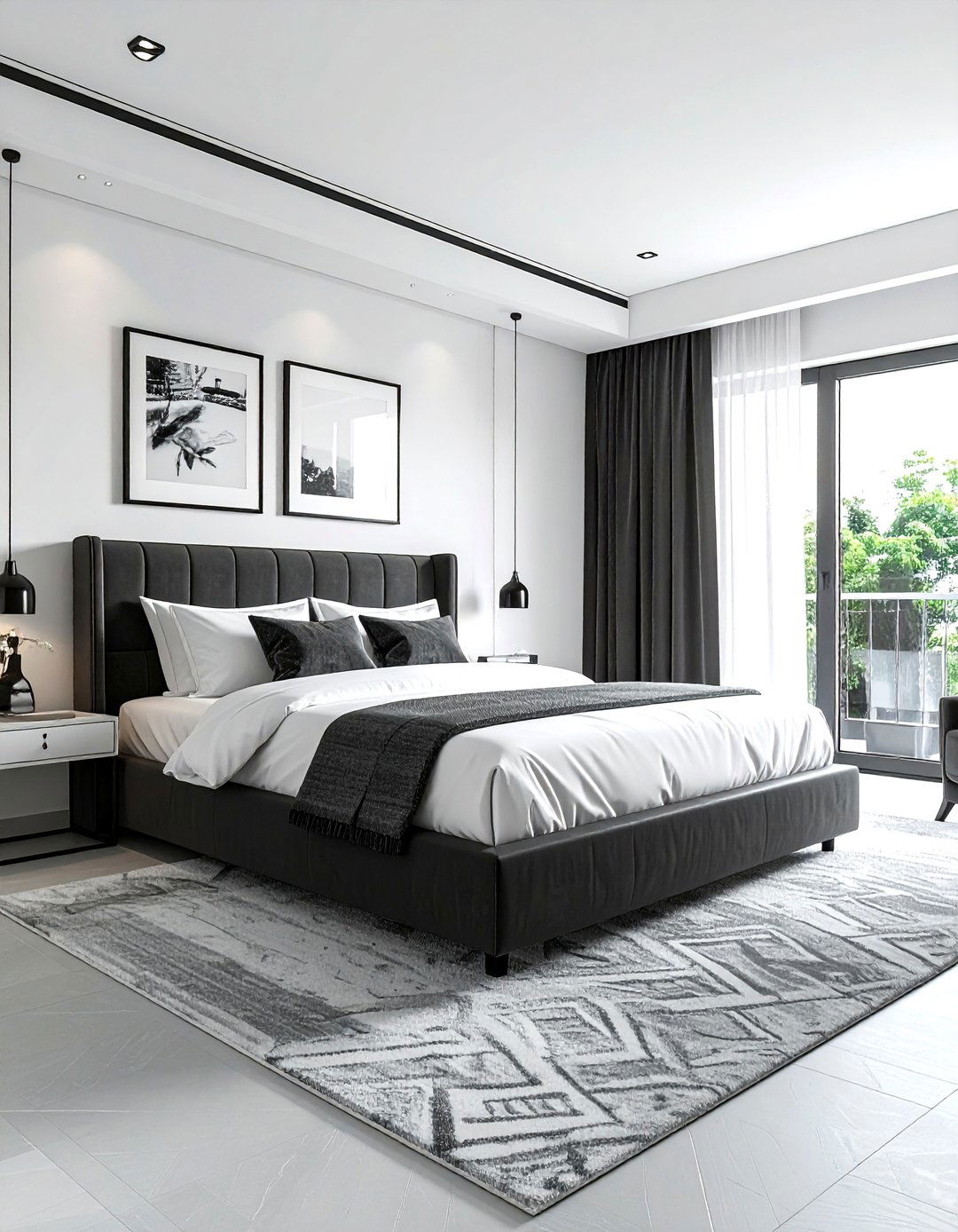 Charcoal and White Guest Room - 30 charcoal and white bedroom ideas