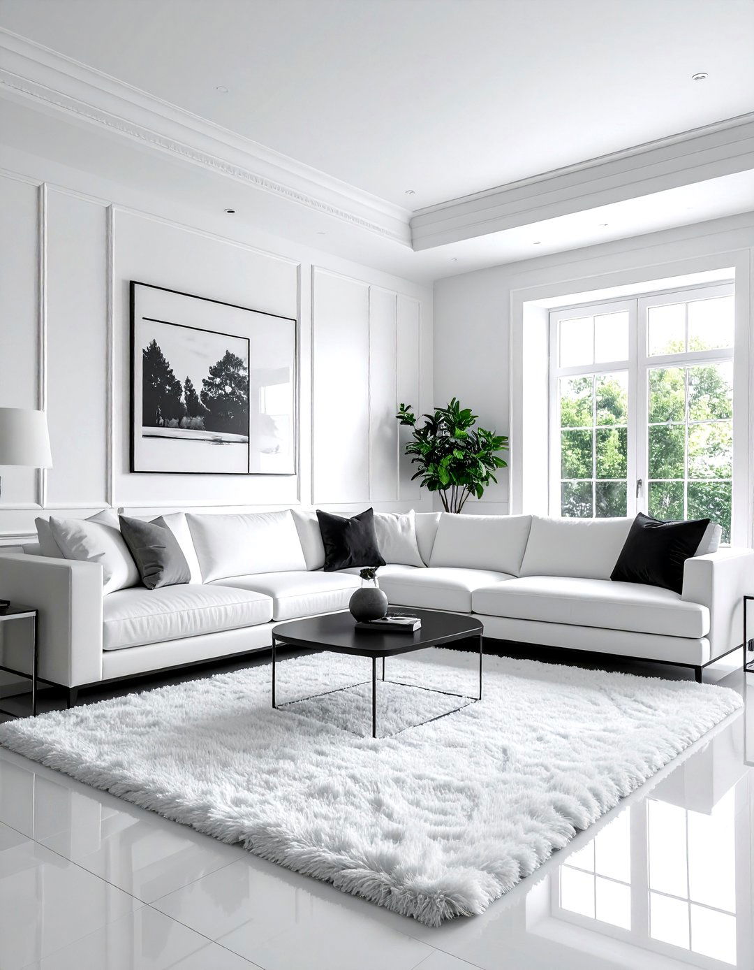 Charcoal and White Living Room - 30 charcoal living room color schemes
