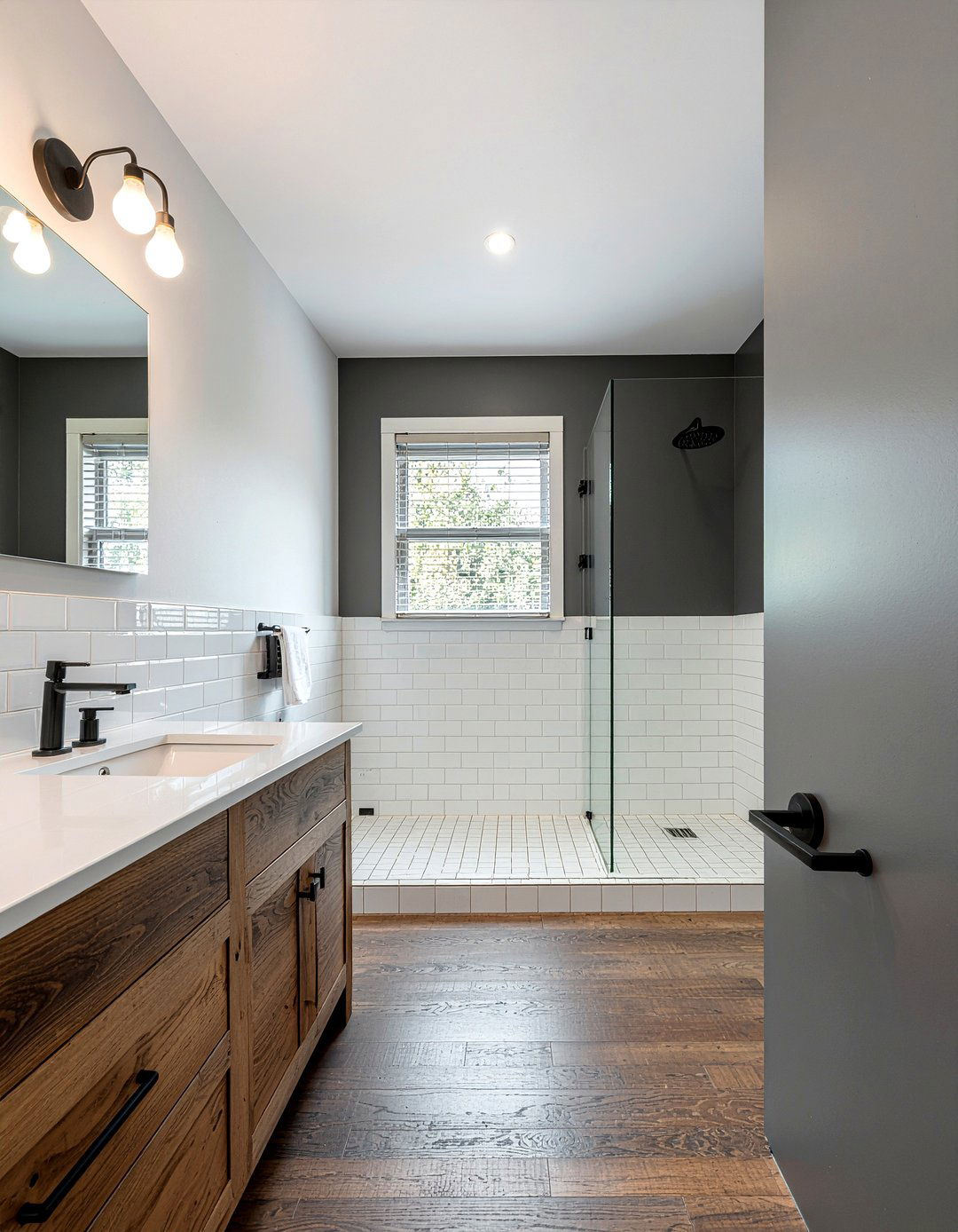 Charcoal and Wood Bathroom - 30 bathroom color ideas