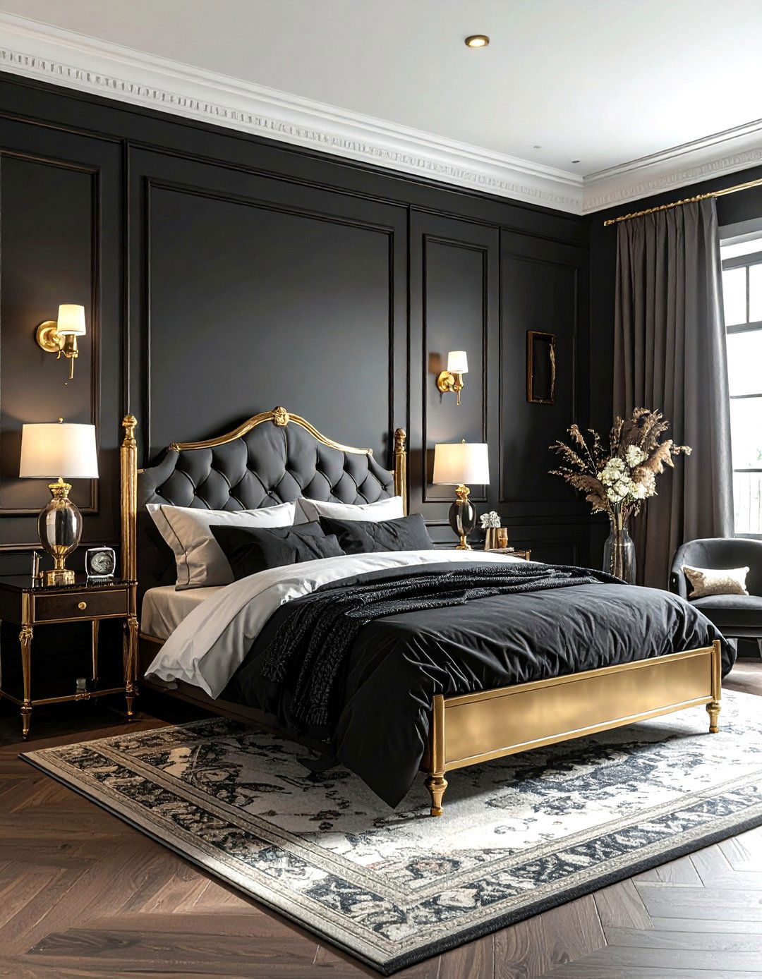 Charcoal and brass bedroom - 30 charcoal bedroom color schemes