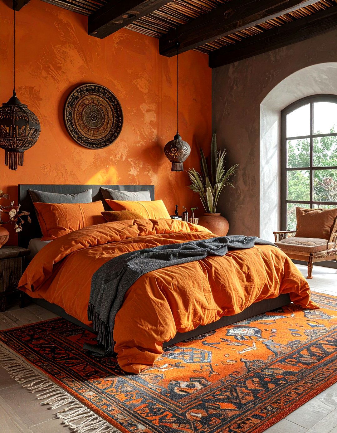Charcoal and burnt orange bedroom - 30 charcoal bedroom color schemes
