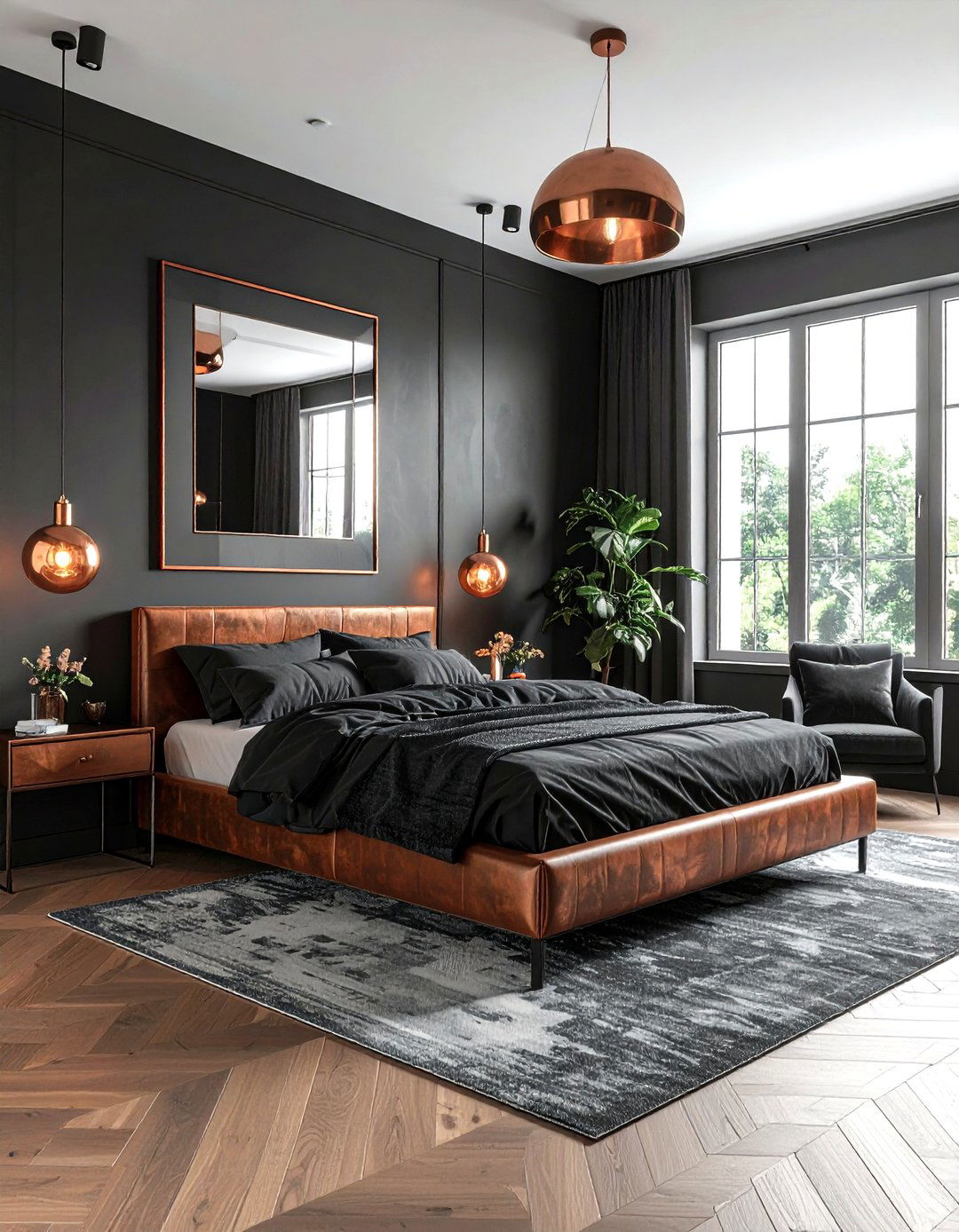 Charcoal and copper bedroom - 30 charcoal bedroom color schemes