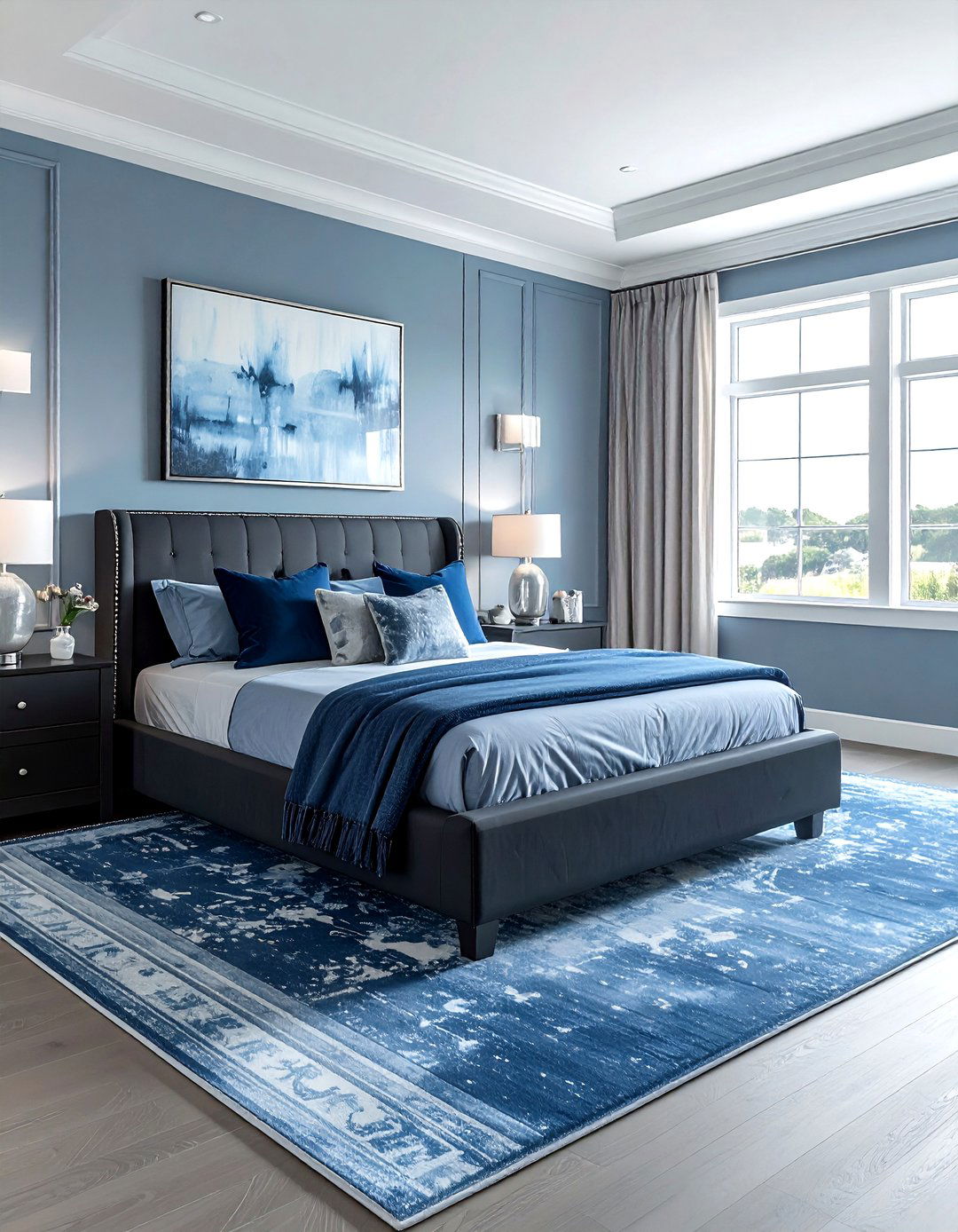Charcoal and dusty blue bedroom - 30 charcoal bedroom color schemes