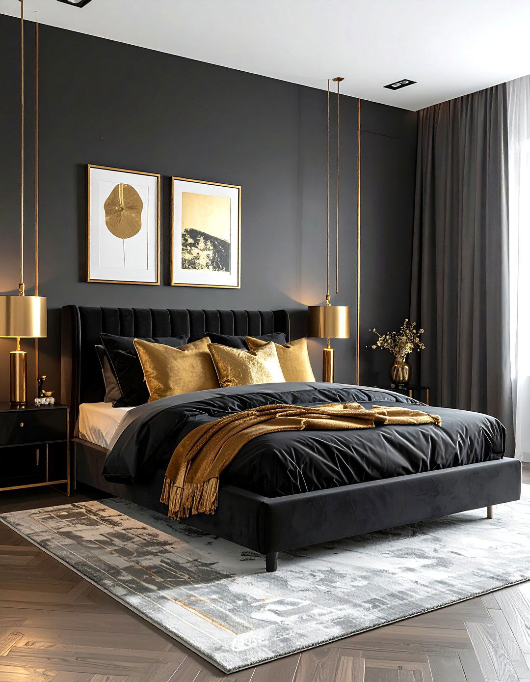 Charcoal and gold bedroom - 30 charcoal bedroom color schemes