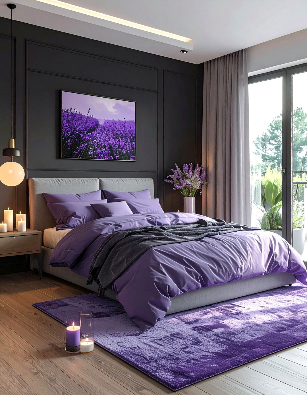Charcoal and lavender bedroom - 30 charcoal bedroom color schemes