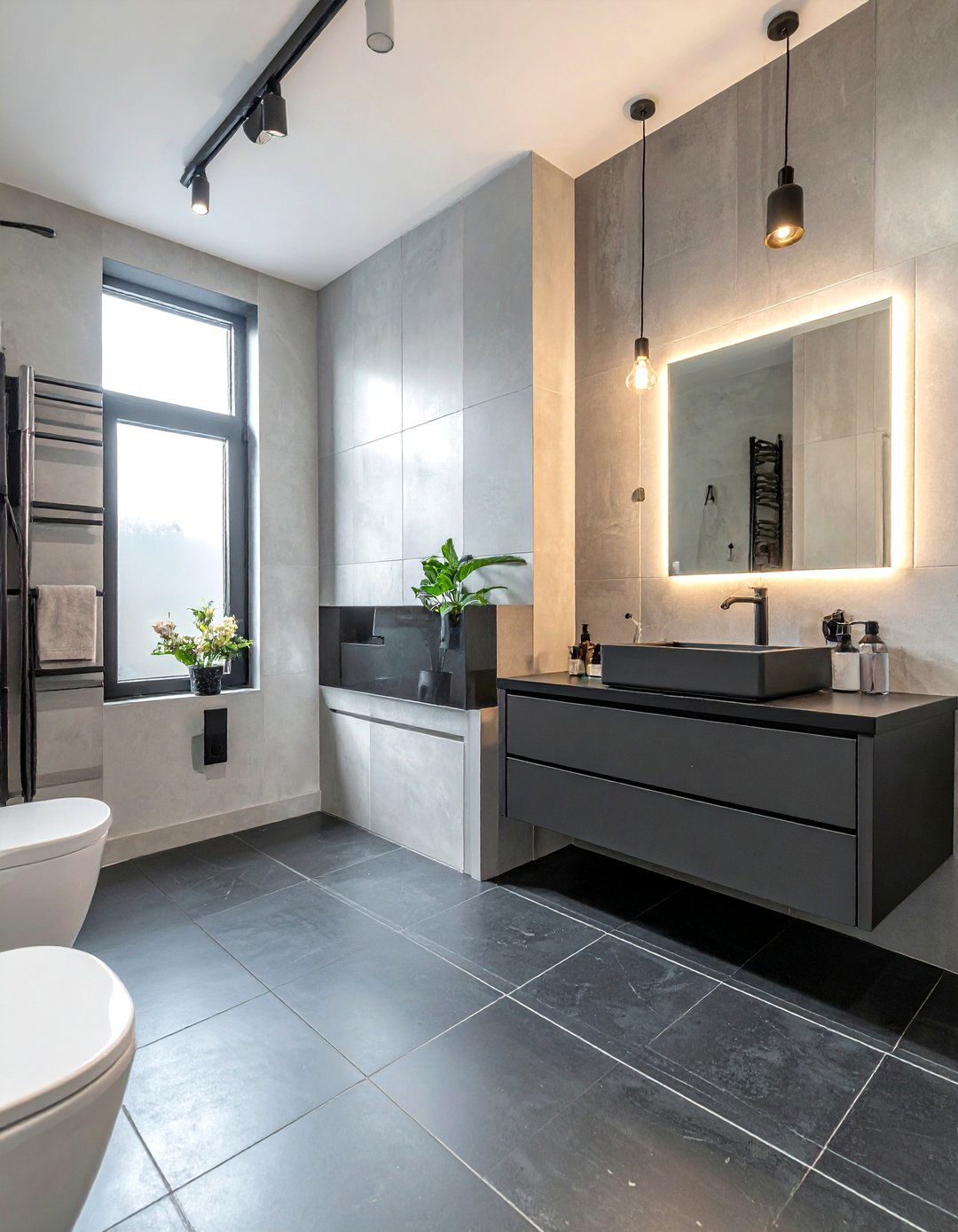 Charcoal and light grey bathroom - 30 two-tone bathroom ideas