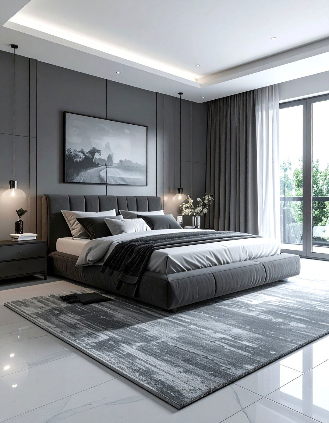 Charcoal and light grey bedroom - 30 charcoal bedroom color schemes