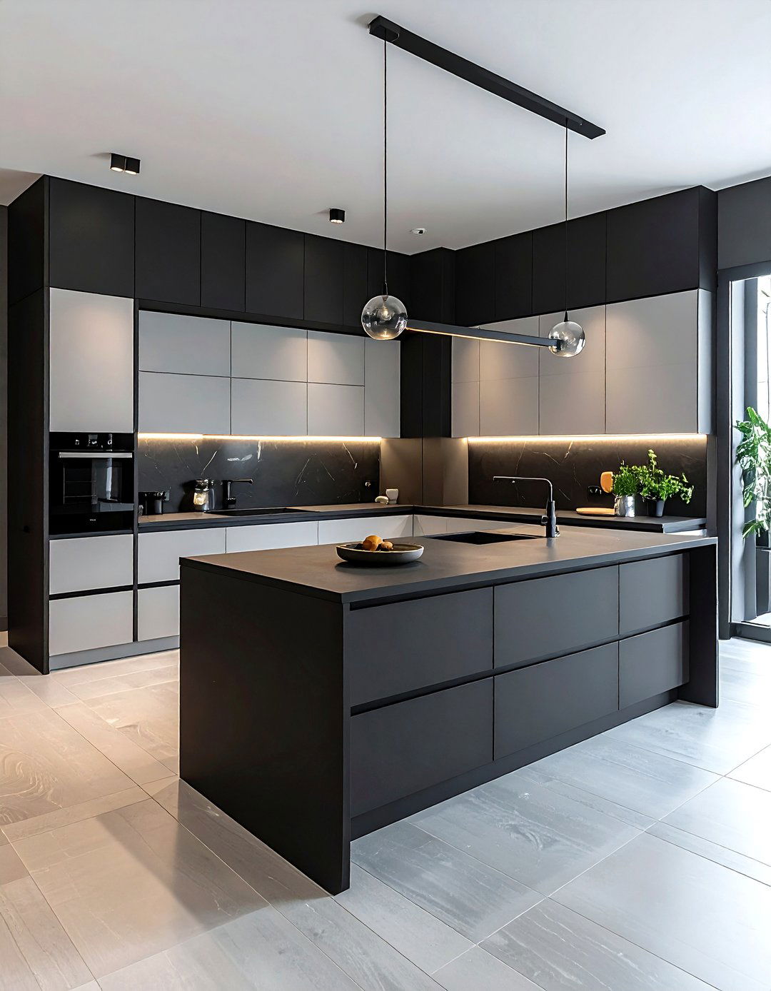 Charcoal and light grey kitchen - 30 two-tone cabinet kitchen ideas