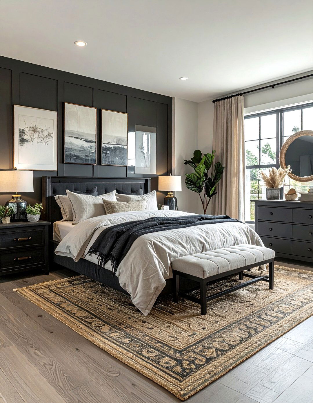 Charcoal and linen bedroom - 30 charcoal bedroom color schemes