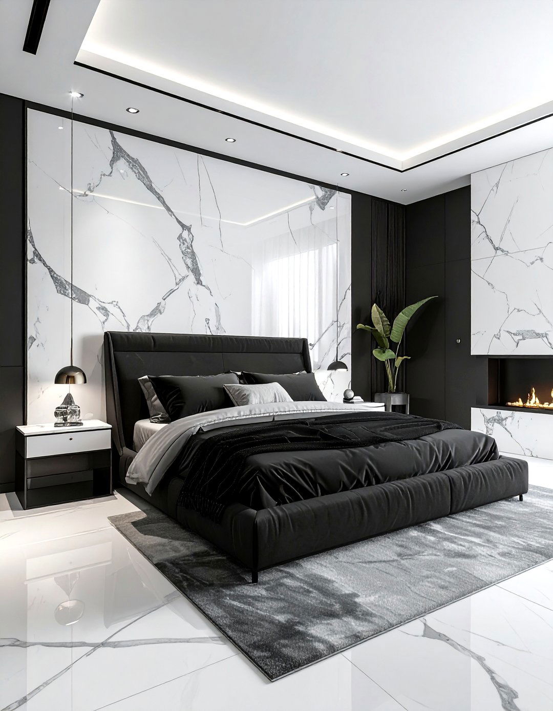Charcoal and marble bedroom - 30 charcoal bedroom color schemes