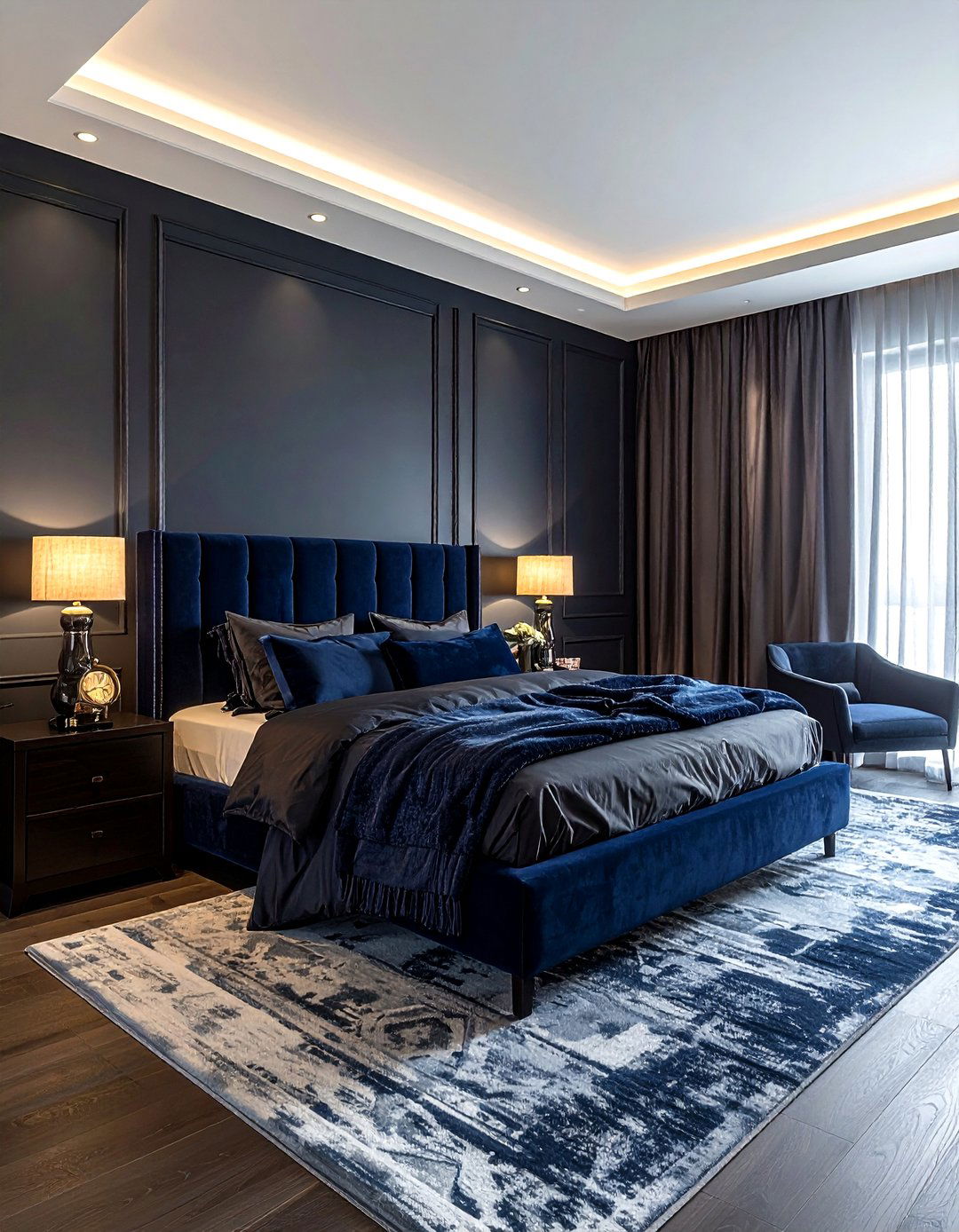Charcoal and navy blue bedroom - 30 charcoal bedroom color schemes