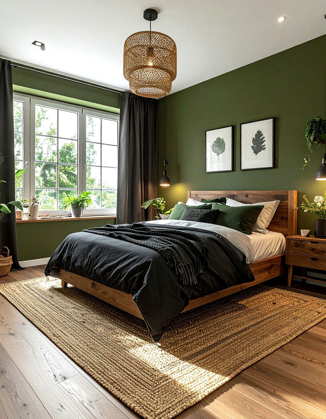 Charcoal and olive green bedroom - 30 charcoal bedroom color schemes