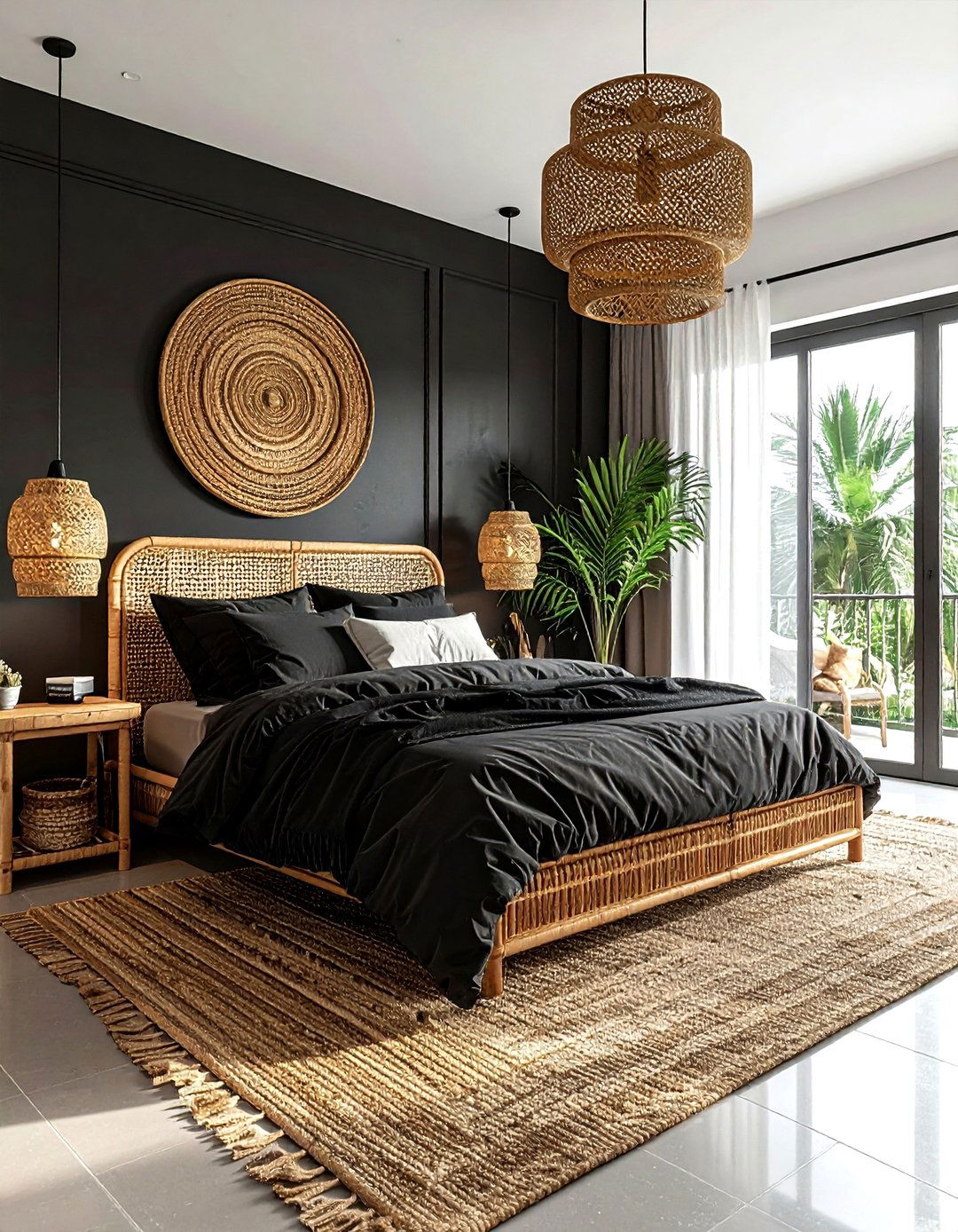 Charcoal and rattan bedroom - 30 charcoal bedroom color schemes