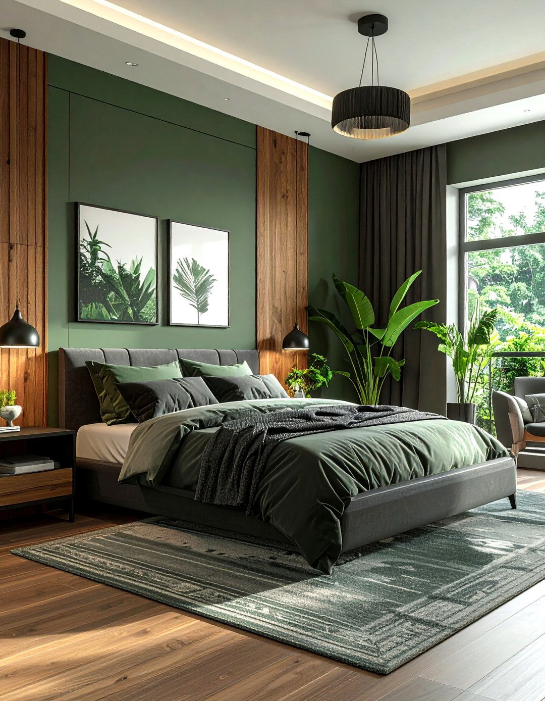 Charcoal and sage green bedroom - 30 charcoal bedroom color schemes