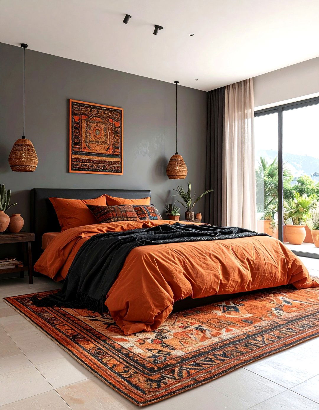 Charcoal and terracotta bedroom - 30 charcoal bedroom color schemes