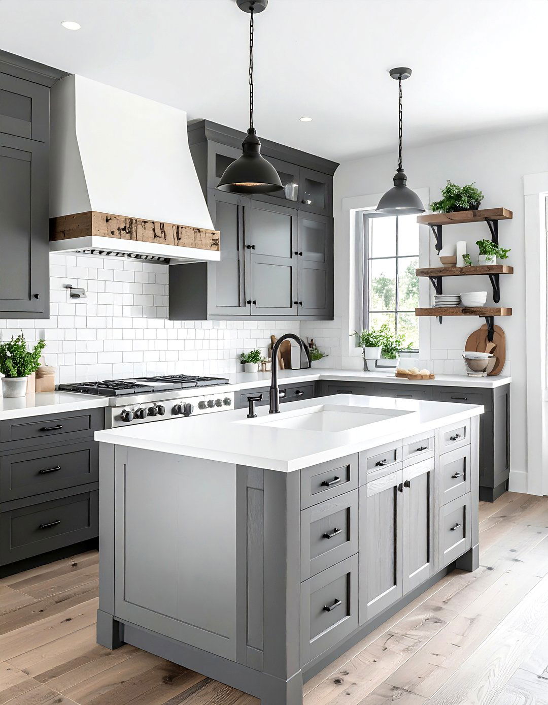Charcoal and white farmhouse kitchen - 30 charcoal and white kitchen ideas