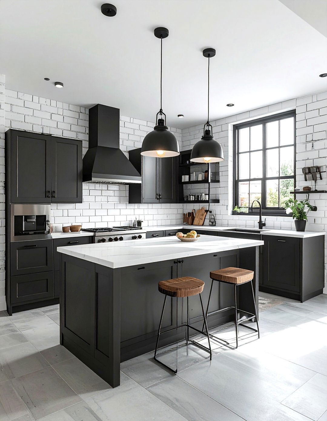 Charcoal and white industrial kitchen - 30 charcoal and white kitchen ideas