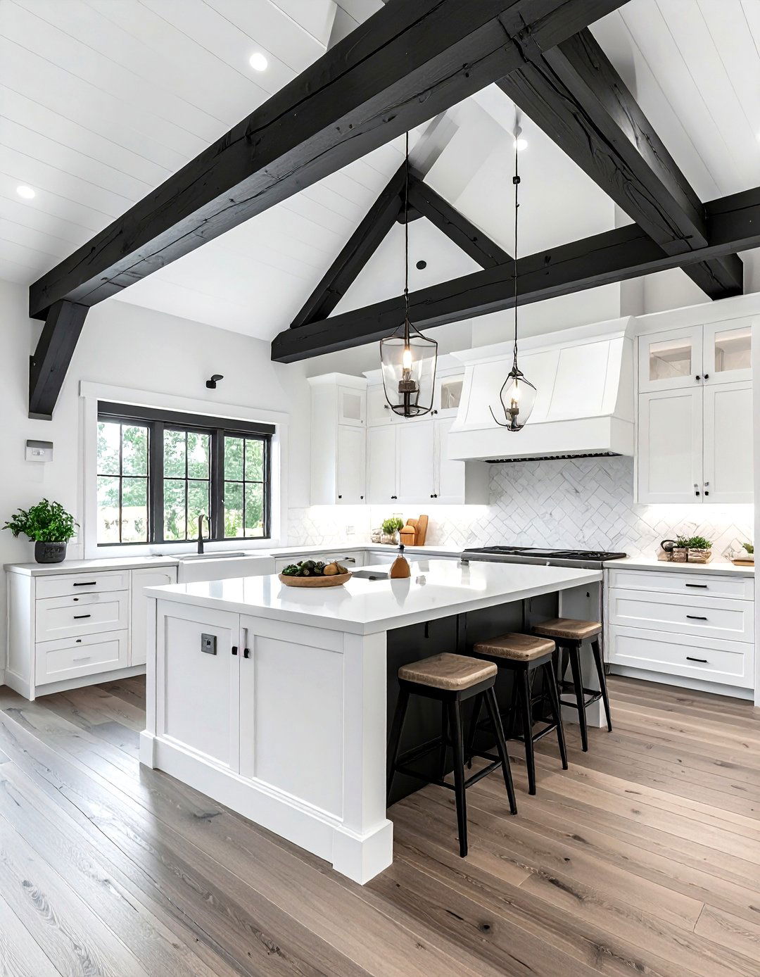 Charcoal and white kitchen ceiling beams - 30 charcoal and white kitchen ideas