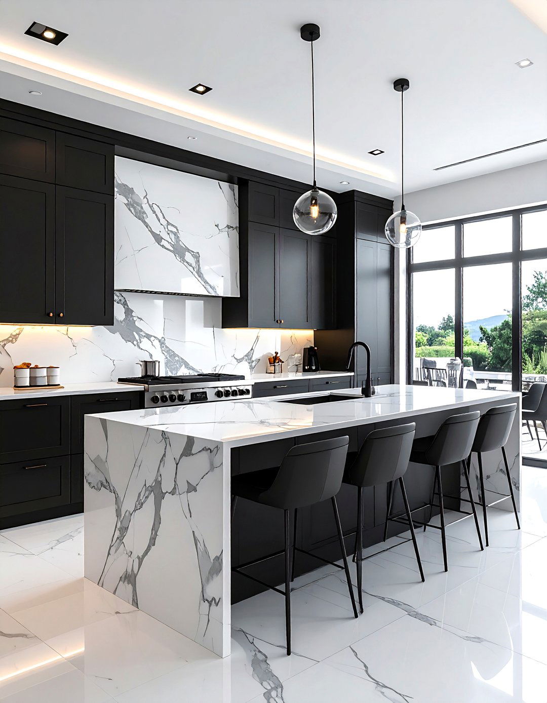 Charcoal and white kitchen marble backsplash - 30 charcoal and white kitchen ideas