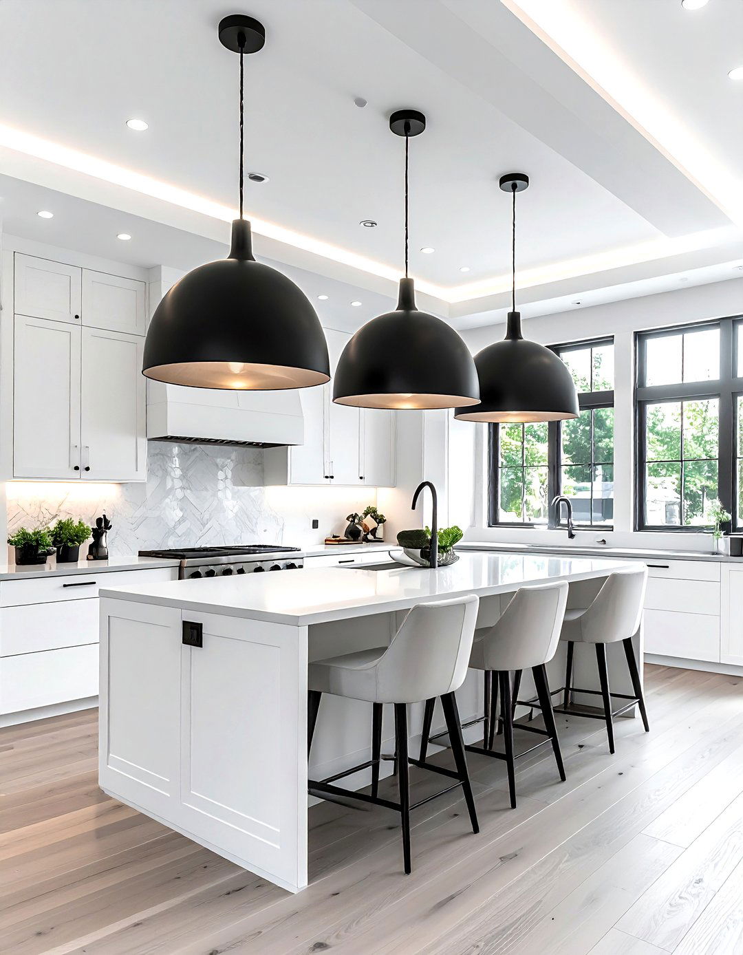 Charcoal and white kitchen pendant lighting - 30 charcoal and white kitchen ideas