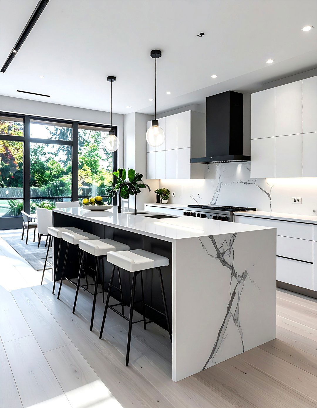 Charcoal and white kitchen waterfall island - 30 charcoal and white kitchen ideas