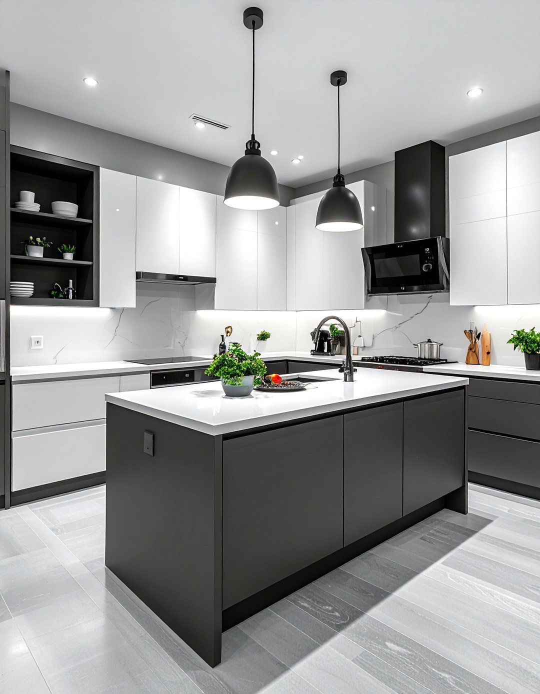 Charcoal and white small kitchen - 30 charcoal and white kitchen ideas