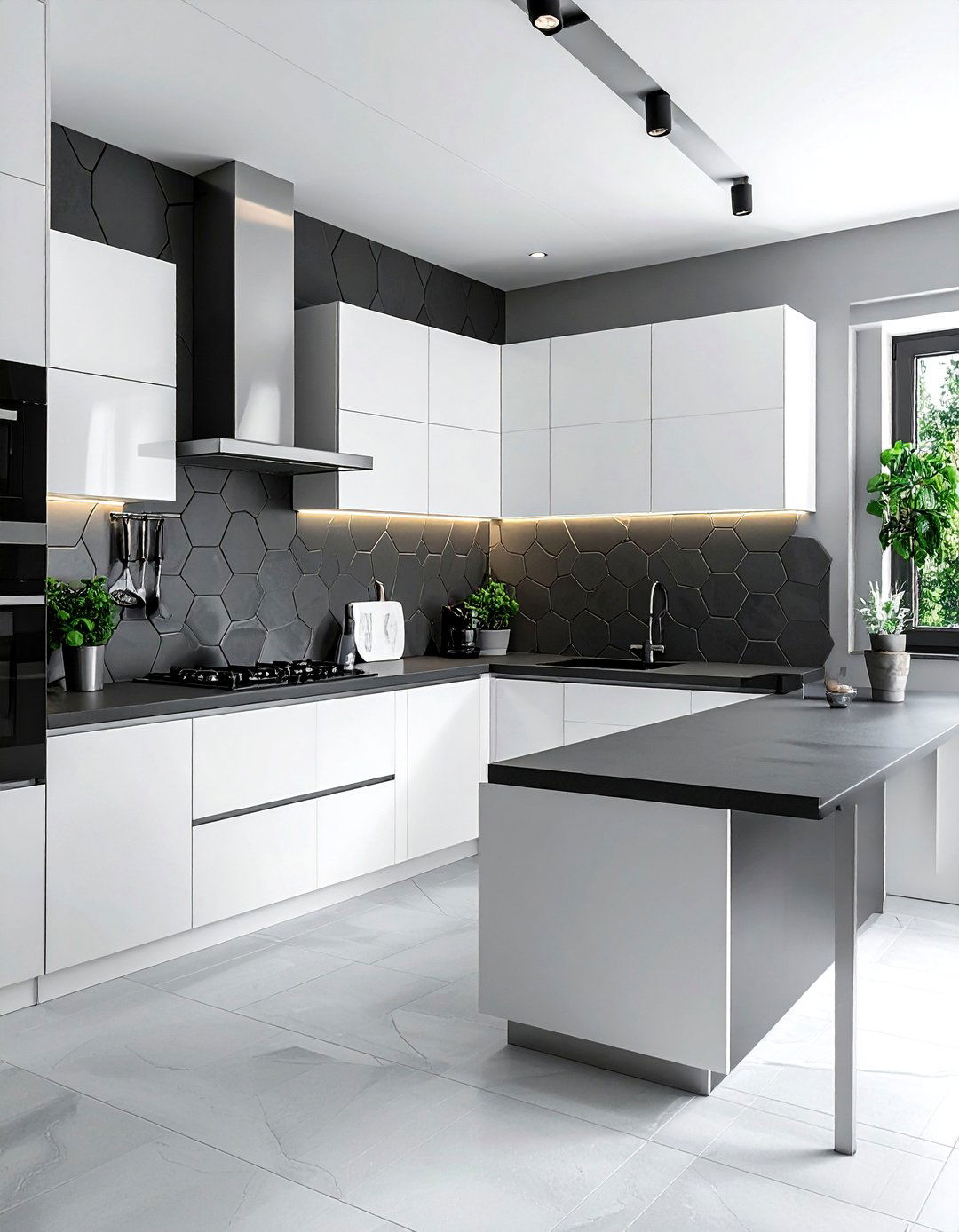 Charcoal backsplash white kitchen - 30 charcoal and white kitchen ideas