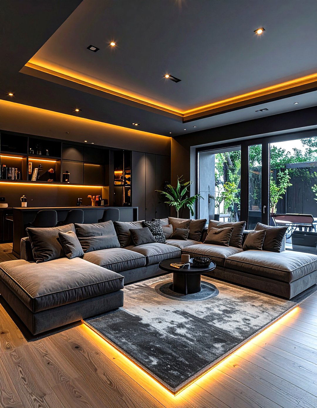 Charcoal basement lounge - 30 charcoal decor ideas