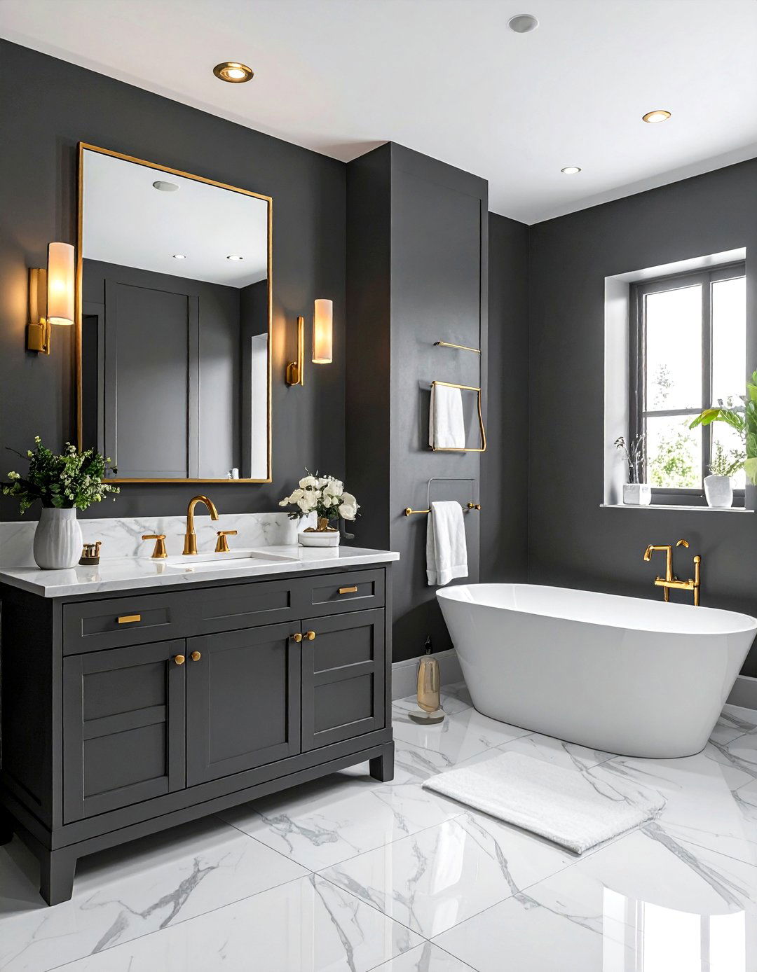 Charcoal bathroom gold fixtures - 30 charcoal bathroom ideas
