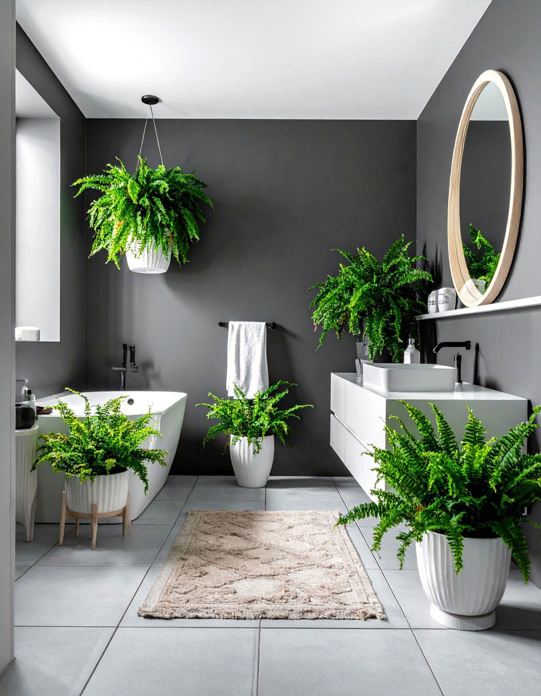 Charcoal bathroom indoor plants - 30 charcoal bathroom ideas