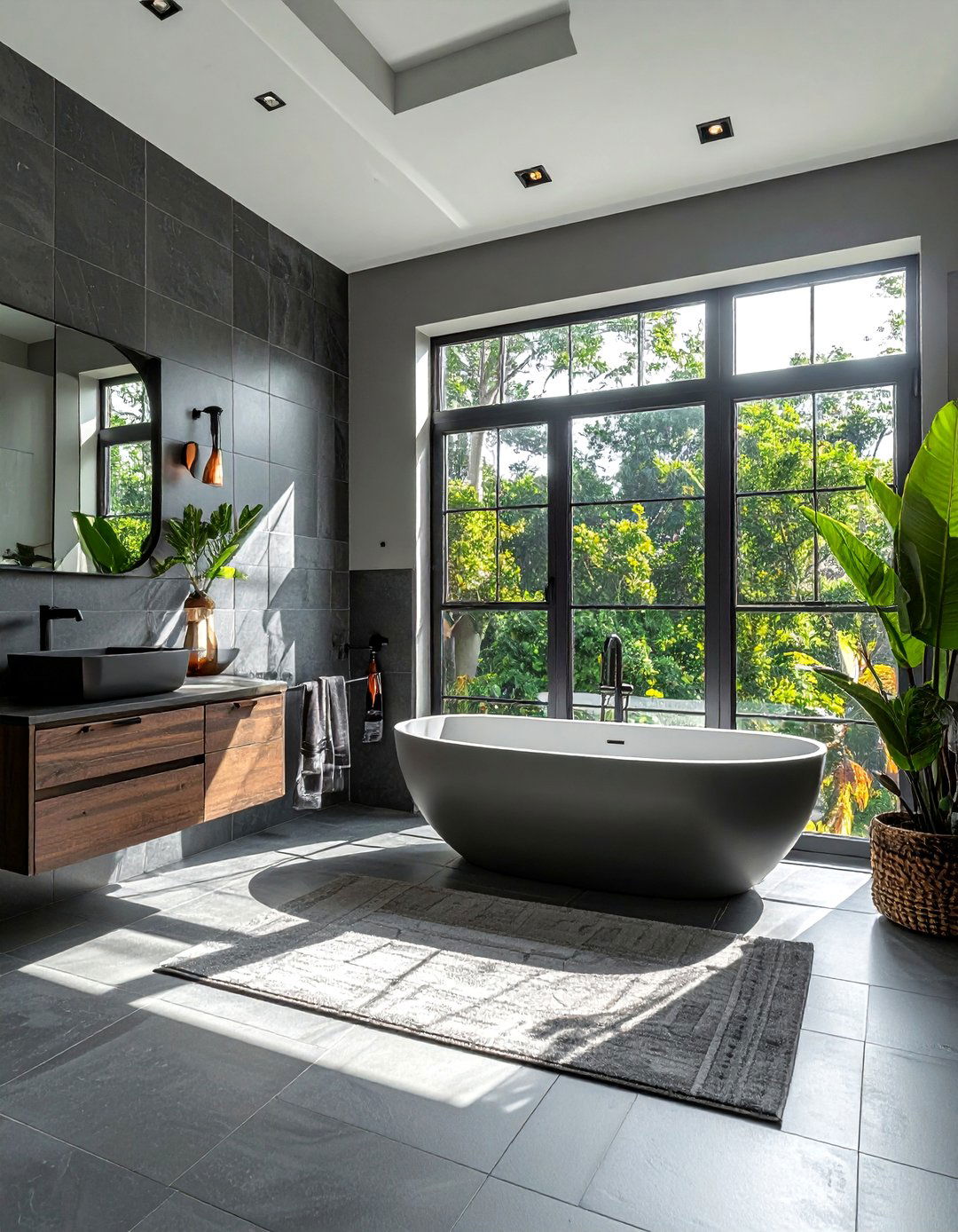 Charcoal bathroom natural light - 30 charcoal bathroom ideas