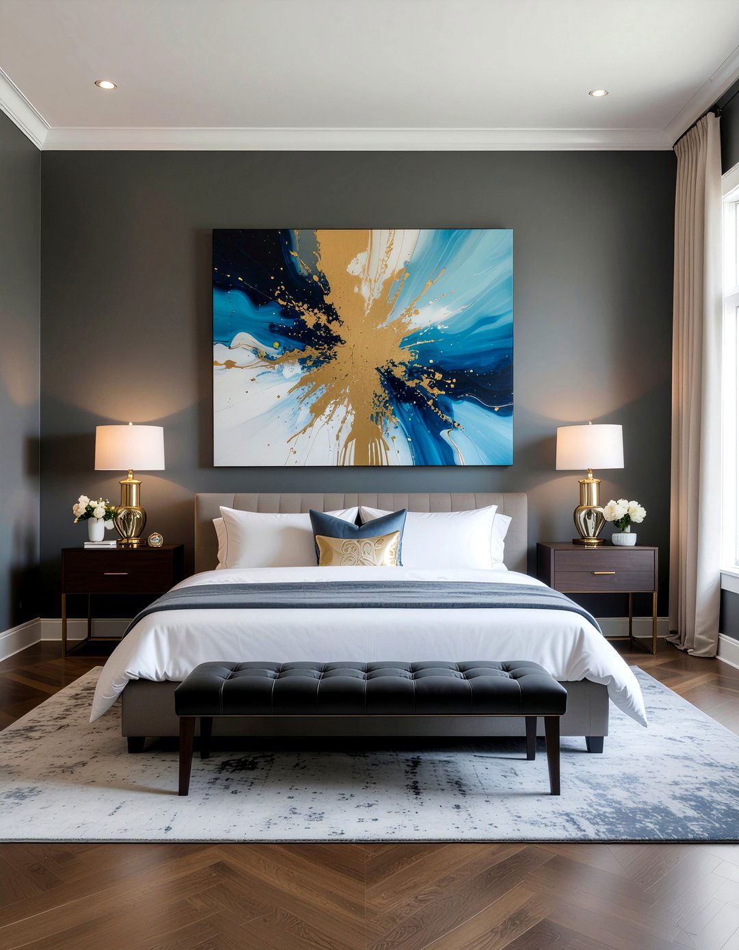 Charcoal bedroom abstract painting - 30 bedroom charcoal walls