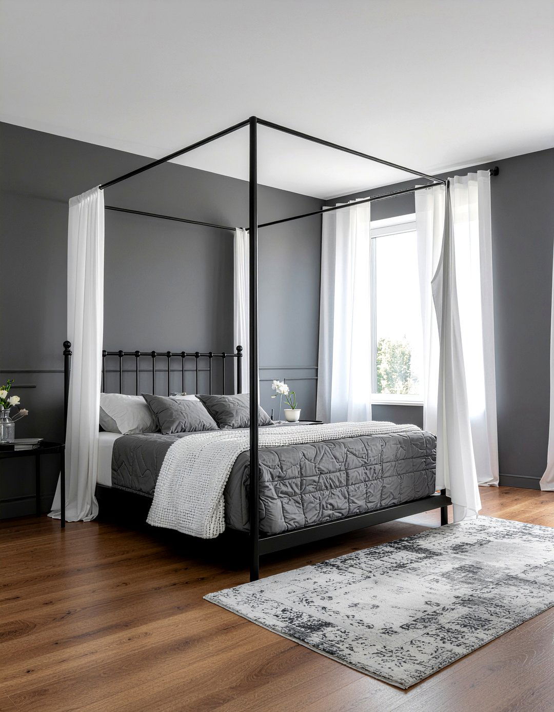 Charcoal bedroom canopy bed - 30 bedroom charcoal walls
