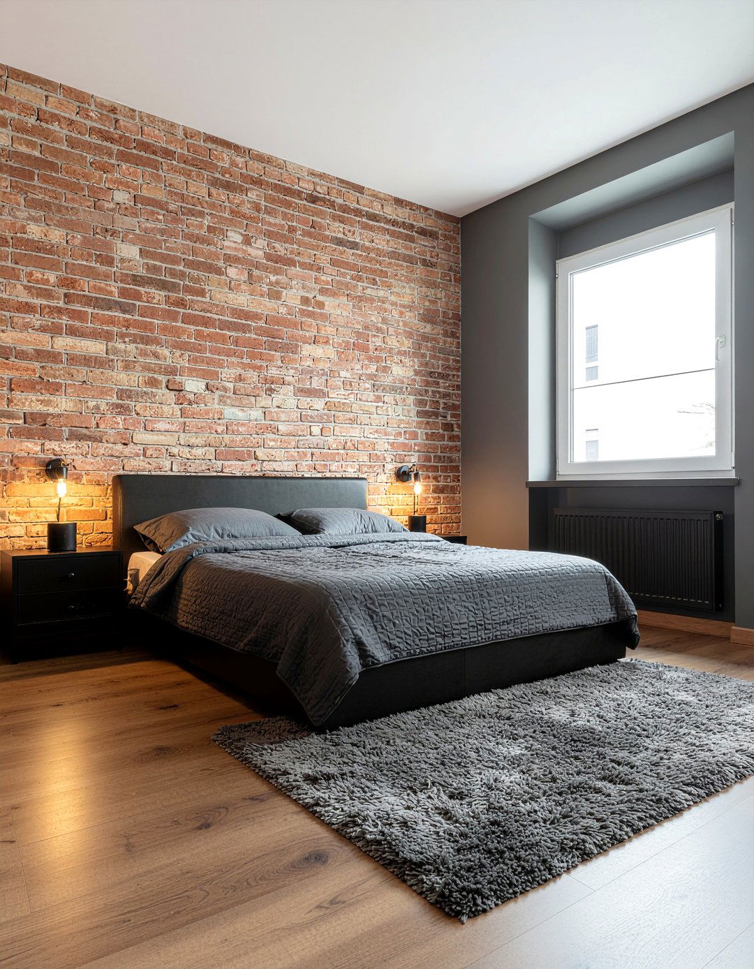 Charcoal bedroom exposed brick - 30 bedroom charcoal walls