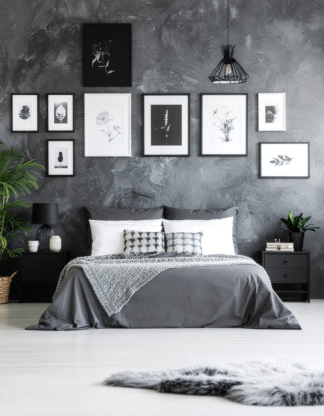 Charcoal bedroom gallery wall - 30 bedroom charcoal walls