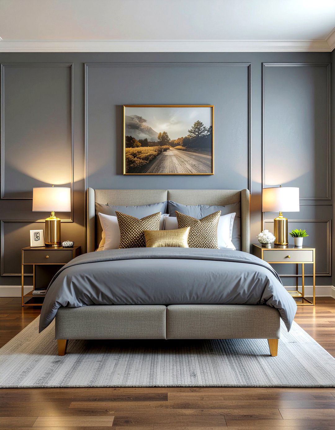 Charcoal bedroom gold accents - 30 bedroom charcoal walls