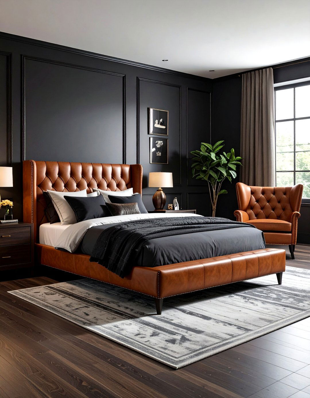 Charcoal bedroom leather furniture - 30 dark charcoal bedroom ideas