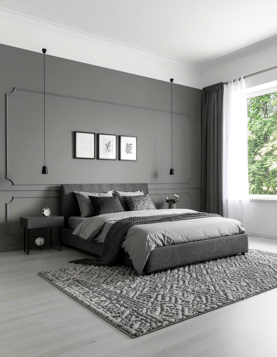 Charcoal bedroom monochromatic look - 30 bedroom charcoal walls