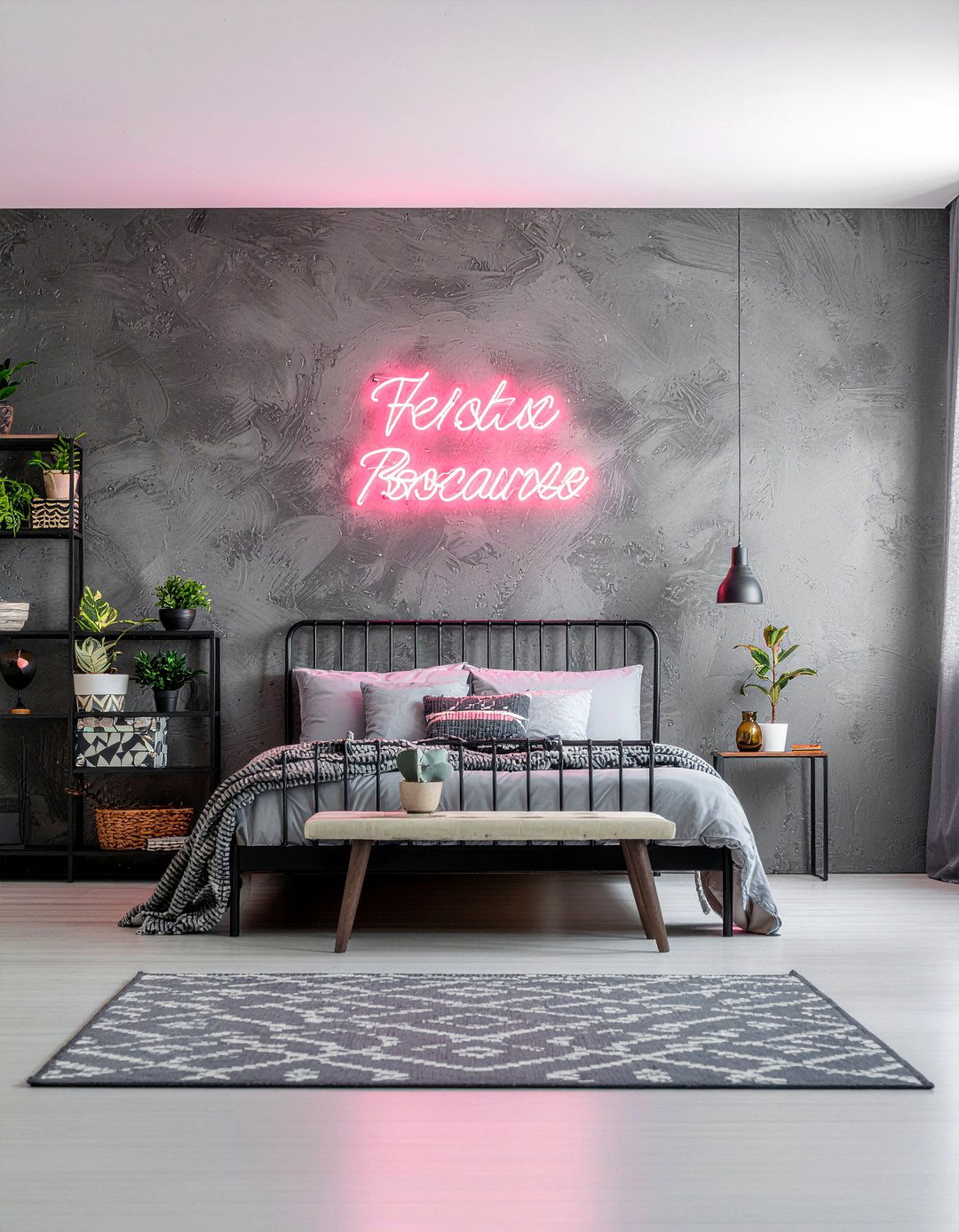 Charcoal bedroom neon sign - 30 bedroom charcoal walls