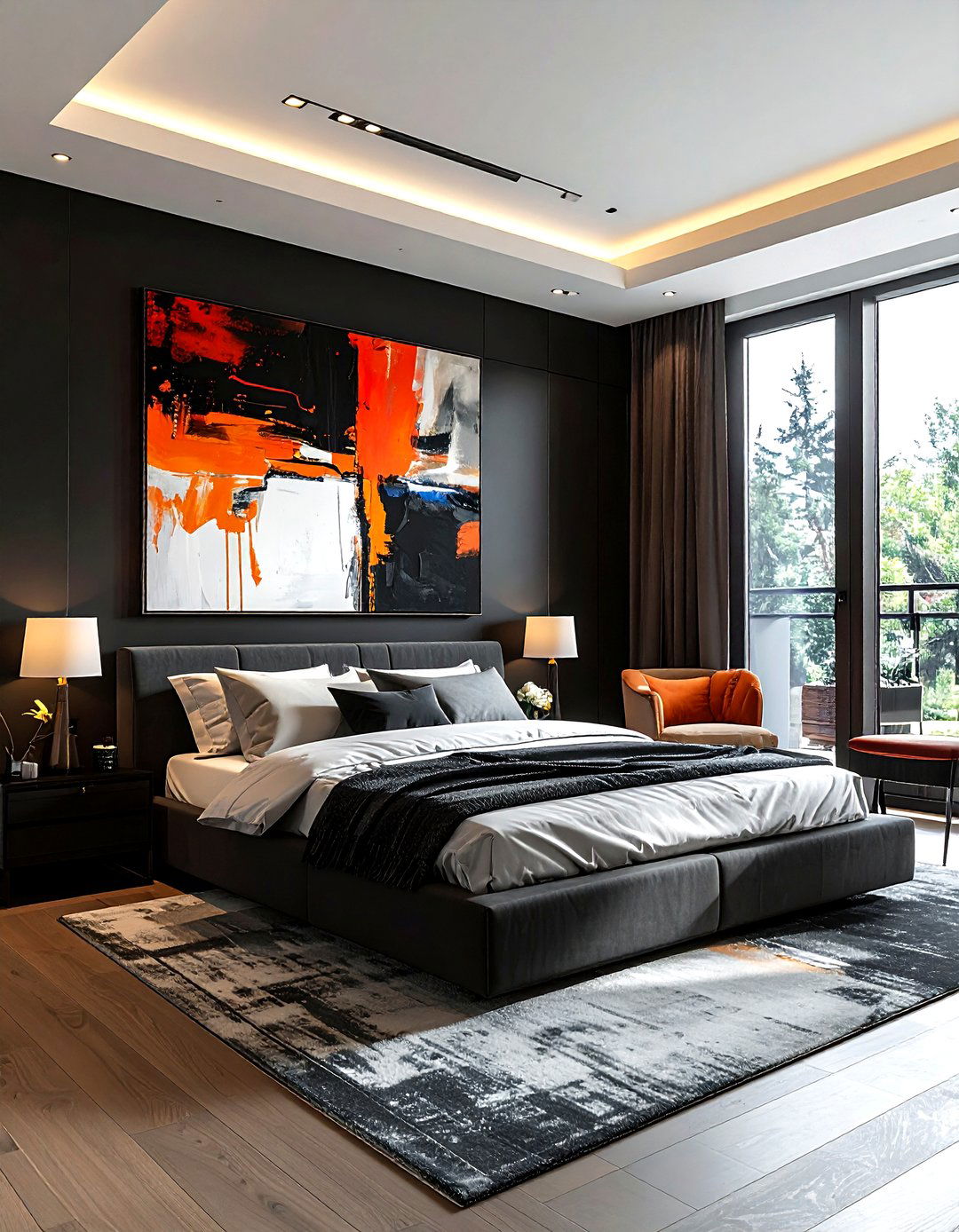 Charcoal bedroom oversized art - 30 dark charcoal bedroom ideas
