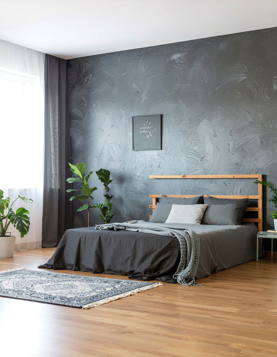 Charcoal bedroom plant decor - 30 bedroom charcoal walls