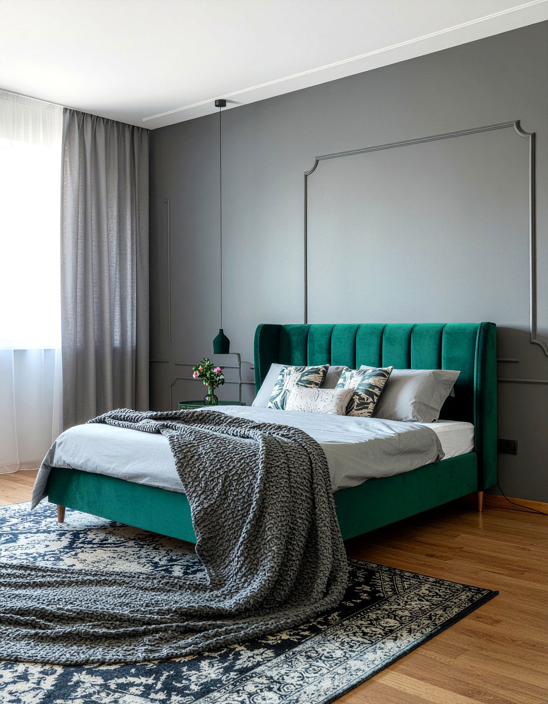 Charcoal bedroom velvet headboard - 30 bedroom charcoal walls