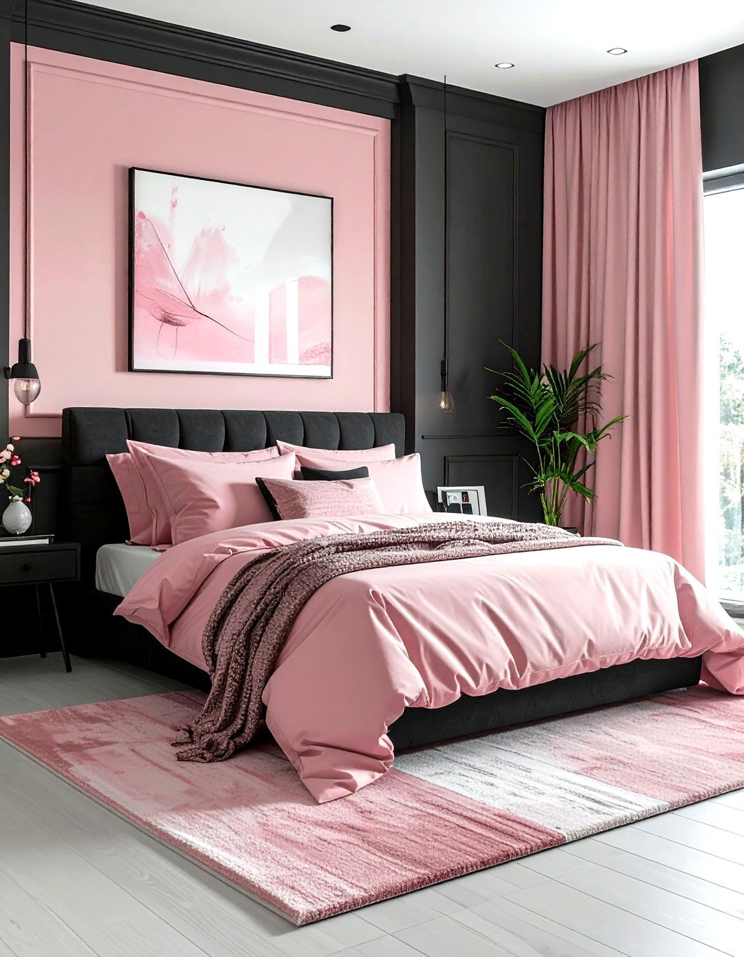 Charcoal blush pink bedroom - 30 dark charcoal bedroom ideas