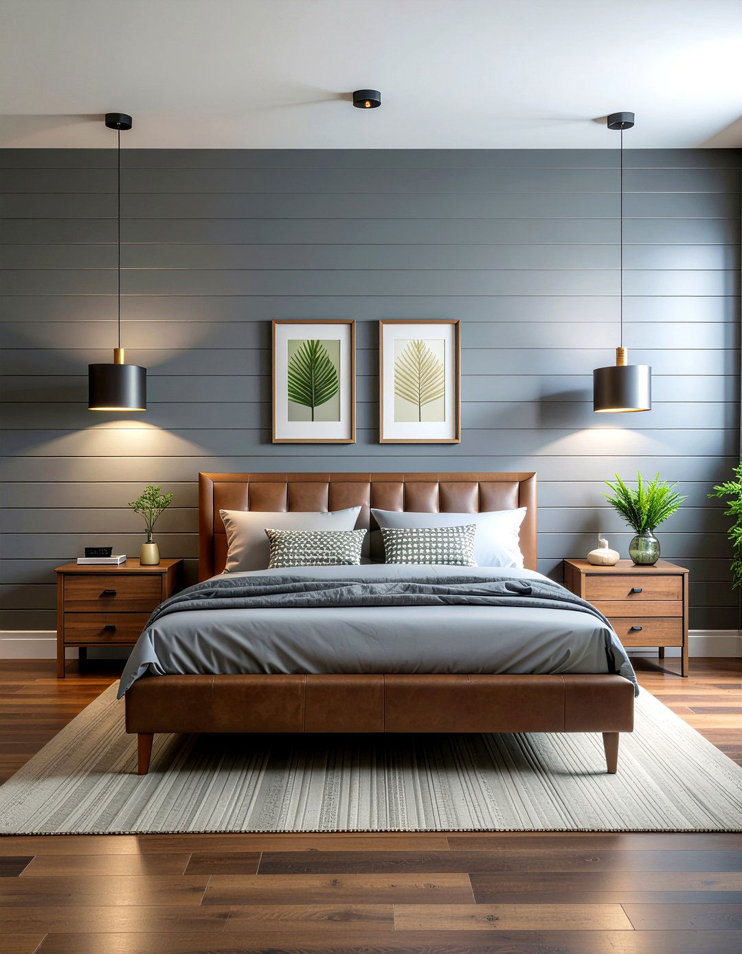 Charcoal board and batten - 30 bedroom board and batten ideas