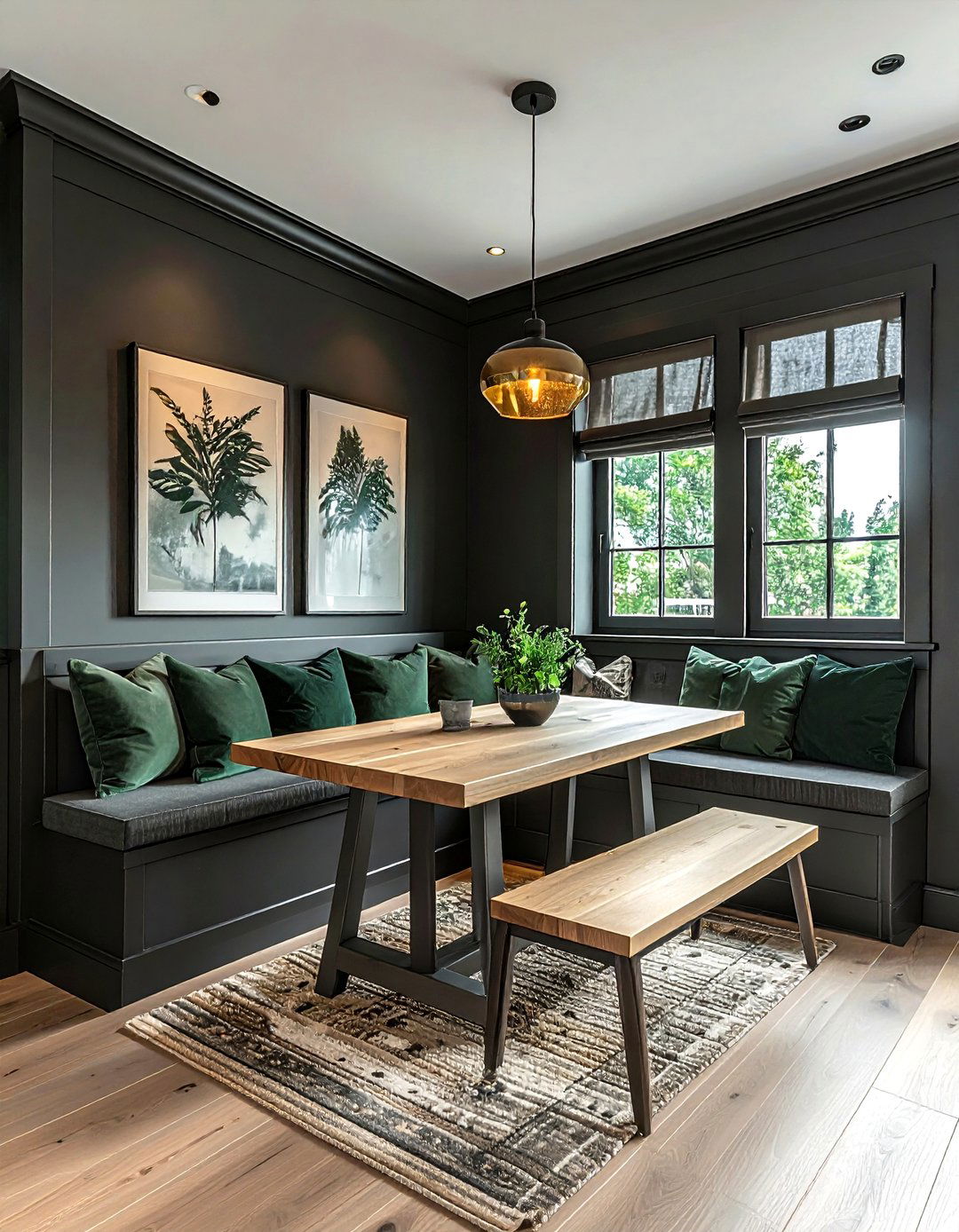 Charcoal breakfast nook - 30 charcoal decor ideas