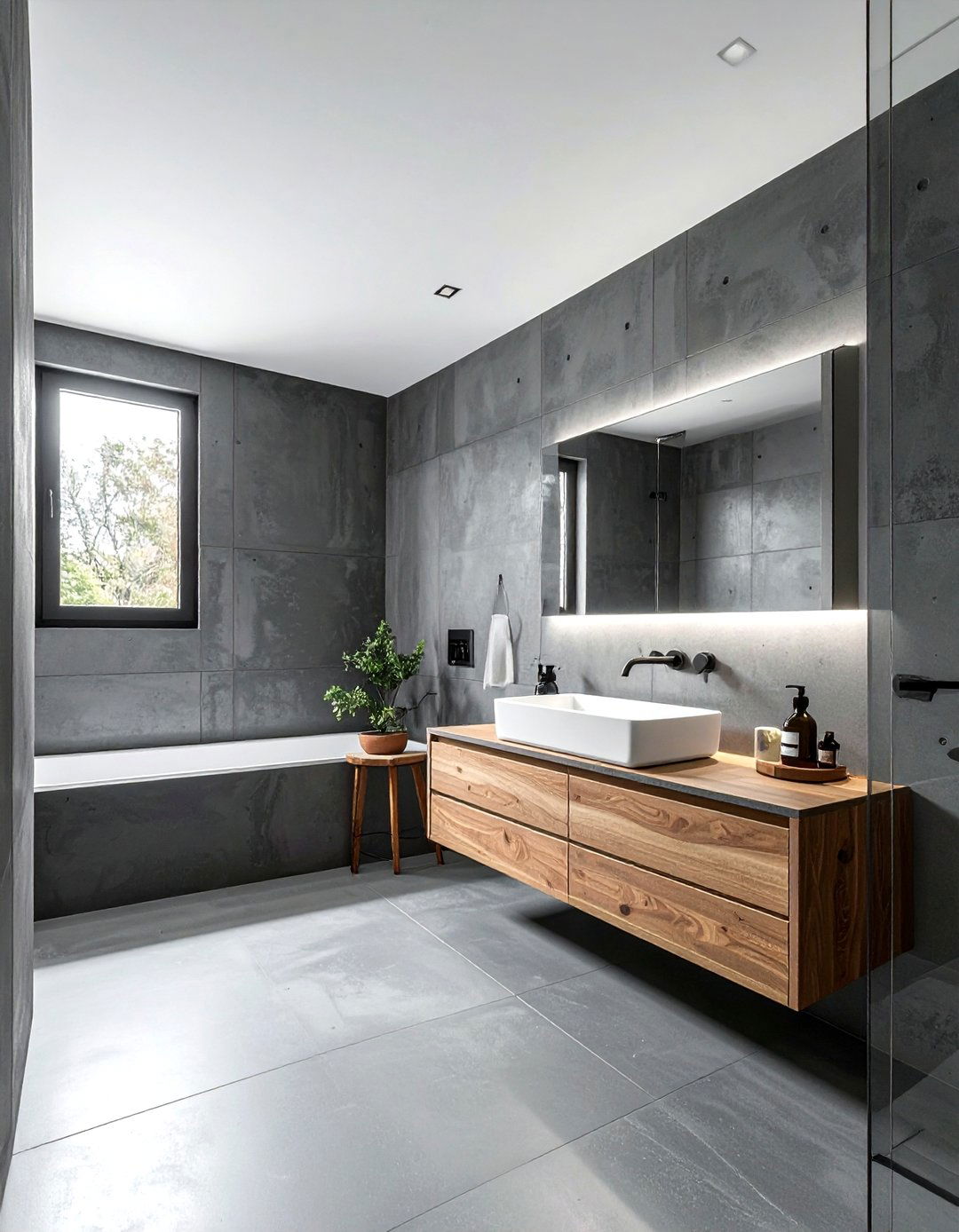 Charcoal concrete bathroom - 30 charcoal and white bathroom ideas