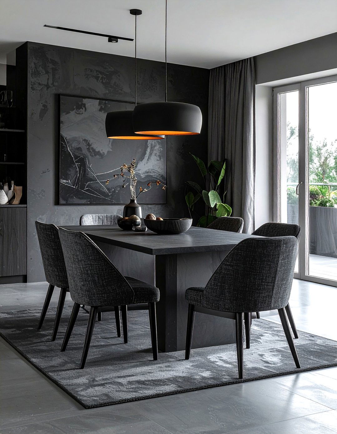 Charcoal dining room - 30 monochromatic dining room ideas