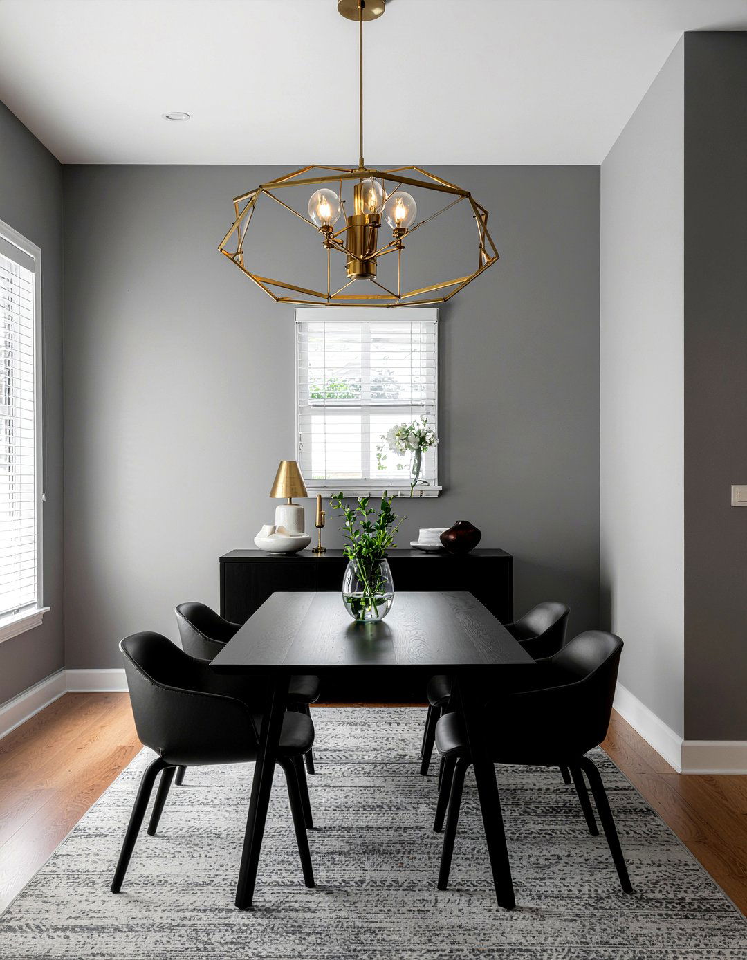 Charcoal dining room statement lighting - 30 dark gray dining room ideas