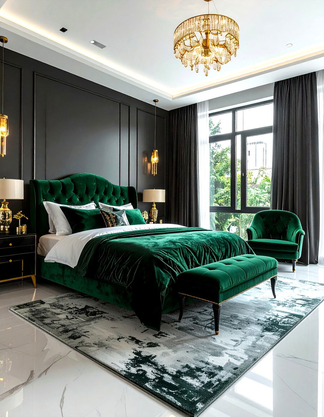 Charcoal emerald green bedroom - 30 dark charcoal bedroom ideas