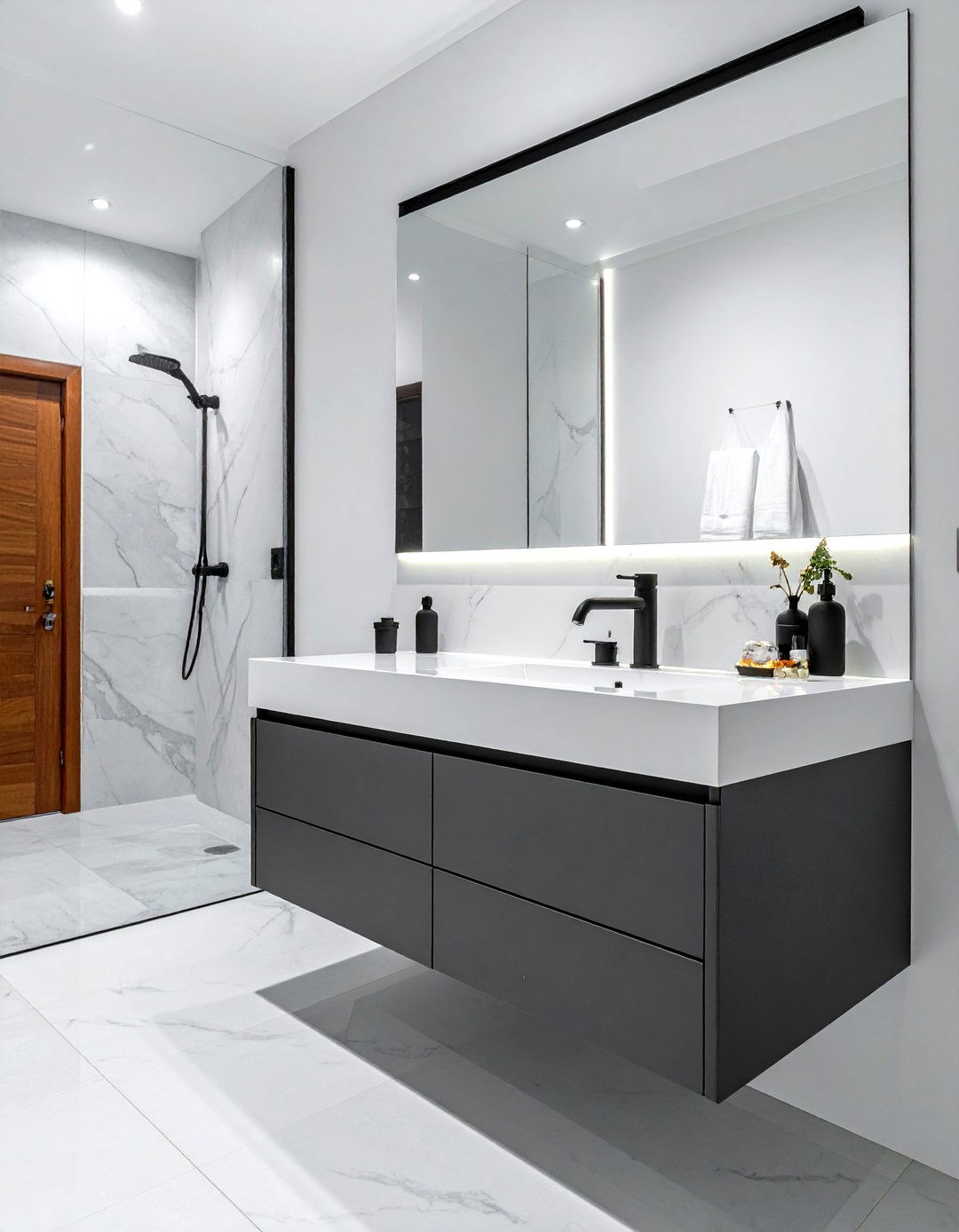 Charcoal floating bathroom vanity - 30 charcoal bathroom ideas